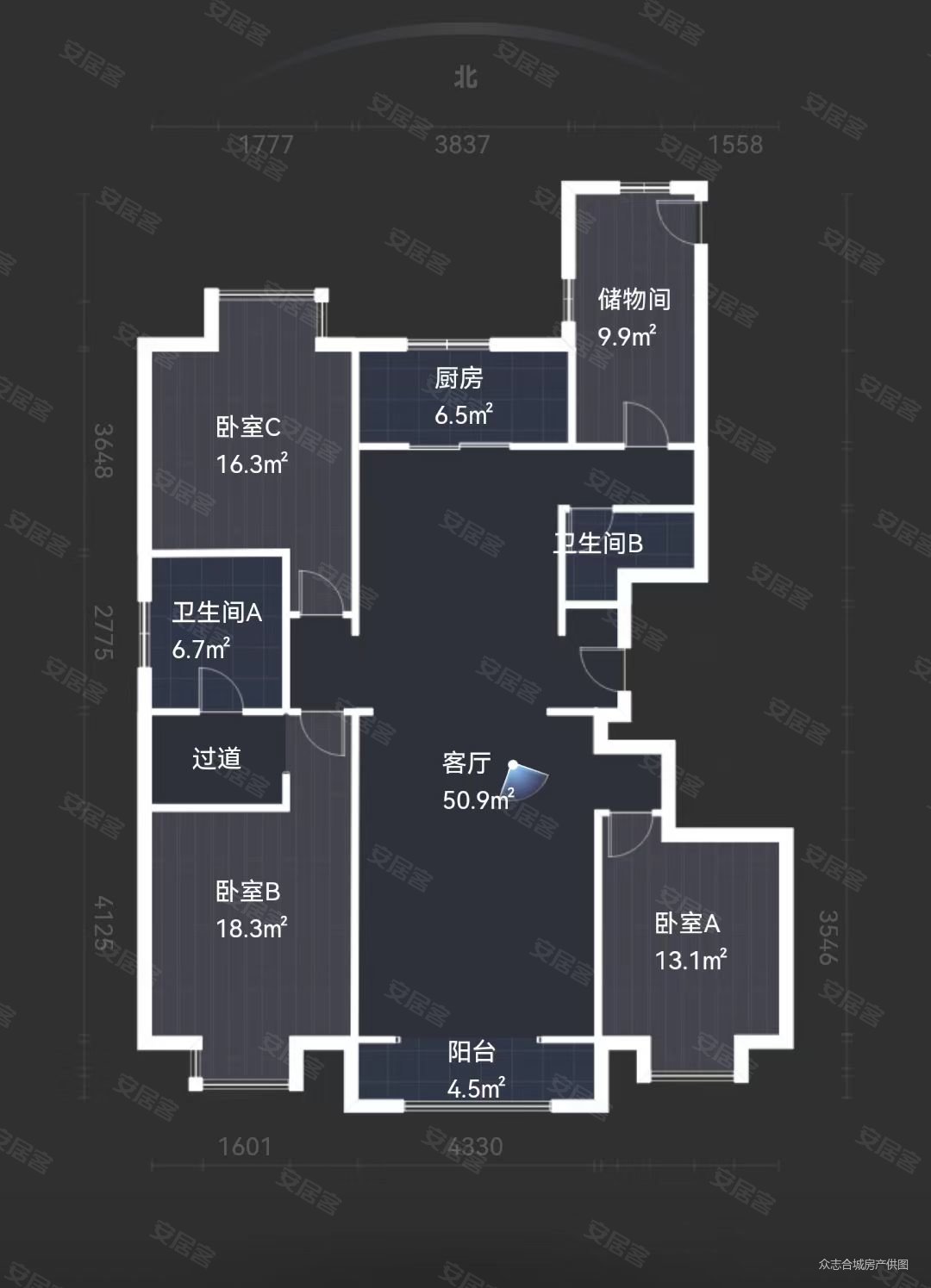 曲江观山悦4室2厅2卫171.38㎡南北269万