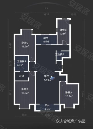 曲江观山悦4室2厅2卫171.38㎡南北269万