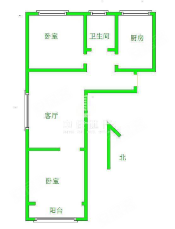 北刘新区2室1厅1卫80.65㎡南北95万