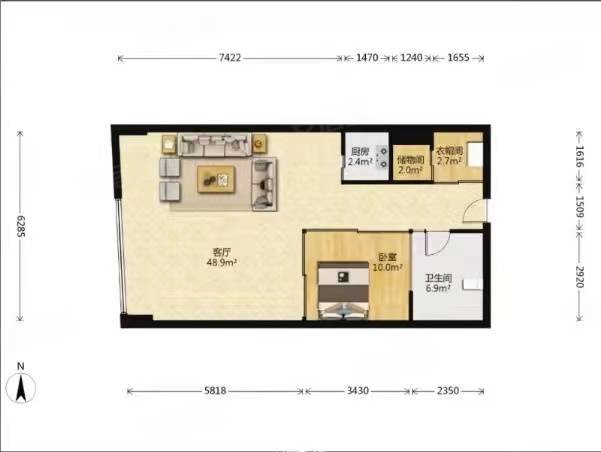 旺座中心1室1厅1卫115㎡东660万