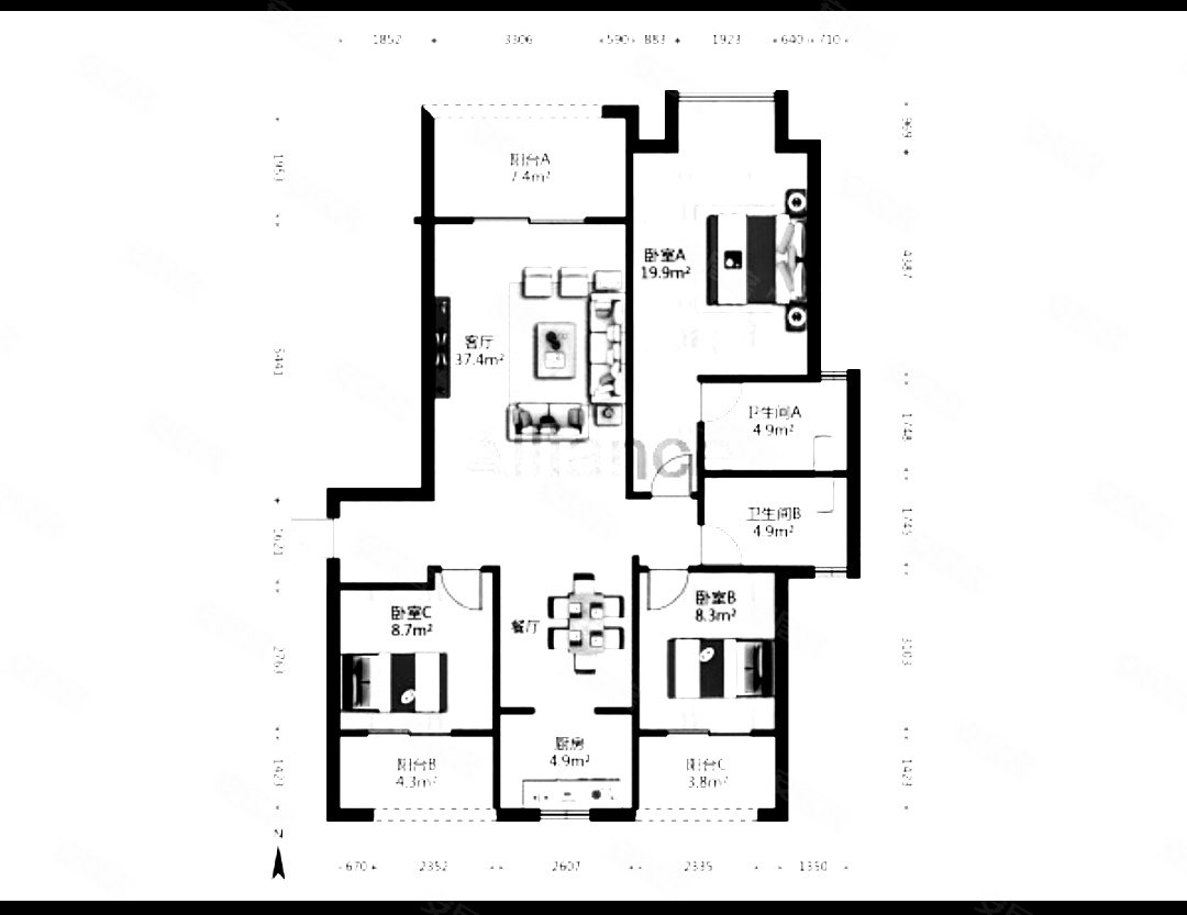 唐家湾吾悦广场拉菲小镇精装3房125平90w