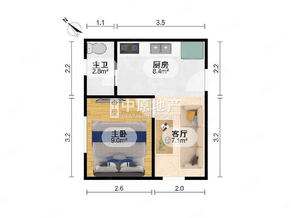 双辽新村1室1厅1卫33.1㎡北178万