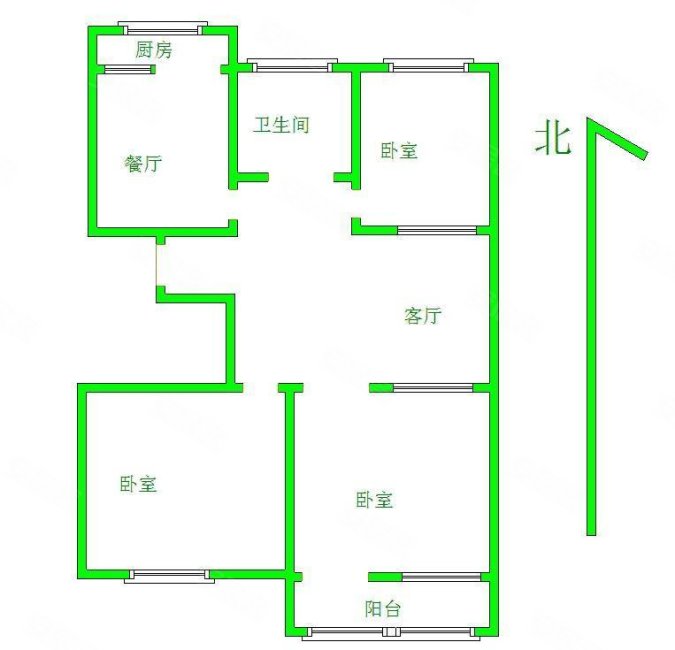 山大路232,239号小区3室1厅1卫90㎡南北170万