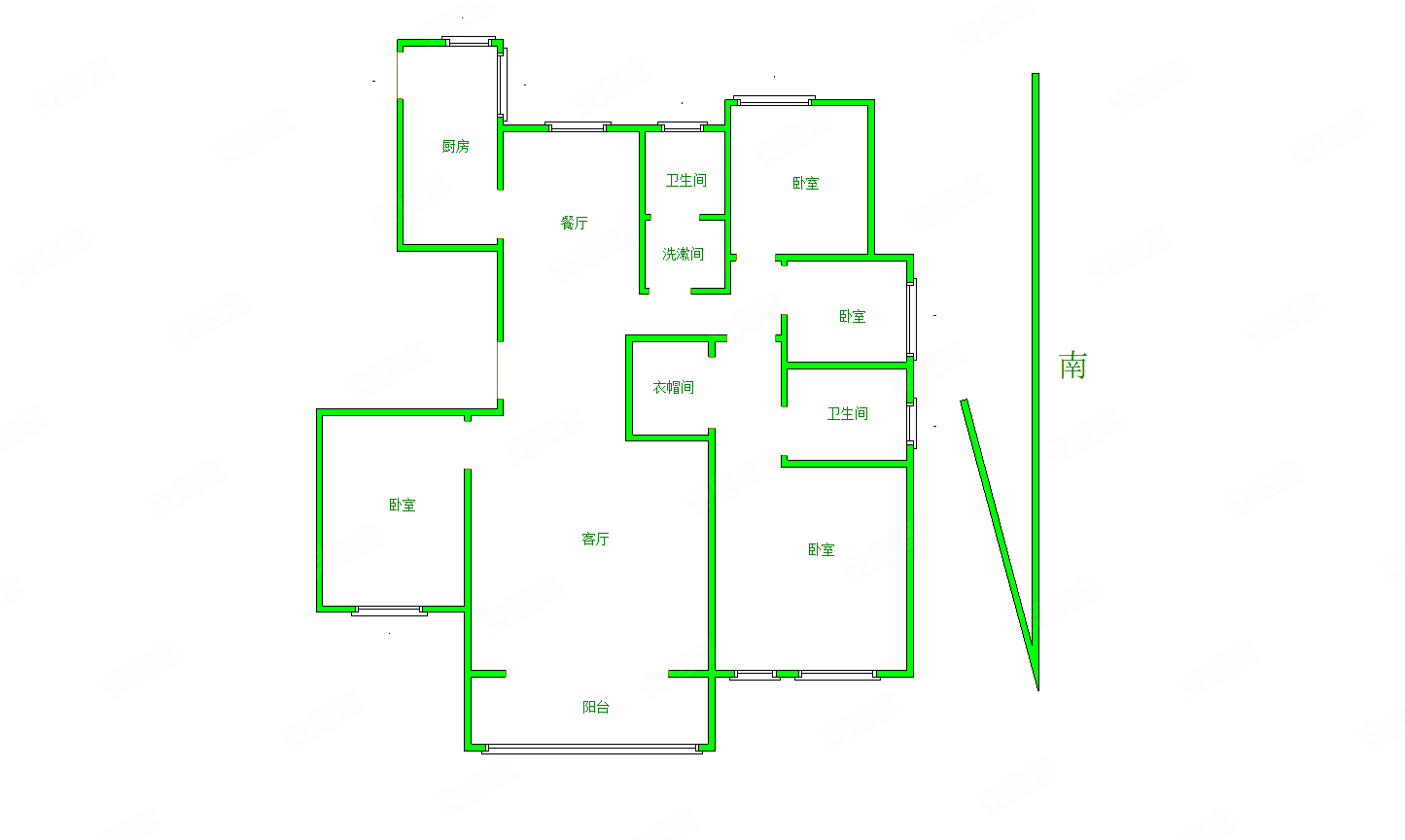 九洲城观景房位置一梯一户四室两厅三开间朝南精装修