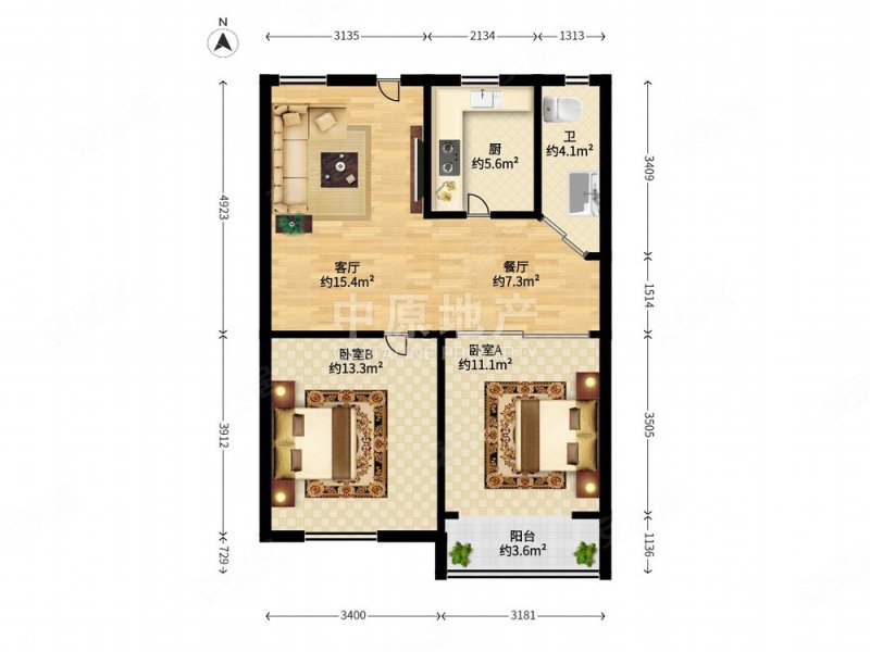 商建大楼2室1厅1卫85.93㎡南523万