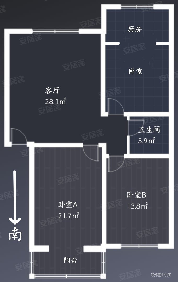 光辉佳苑2室2厅1卫95㎡南北61万