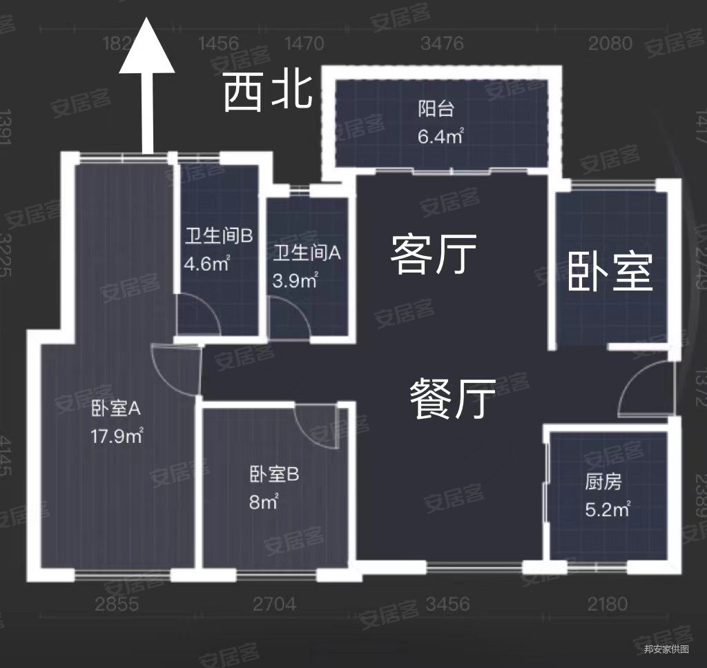 优越香格里3室2厅2卫90.1㎡西北105万