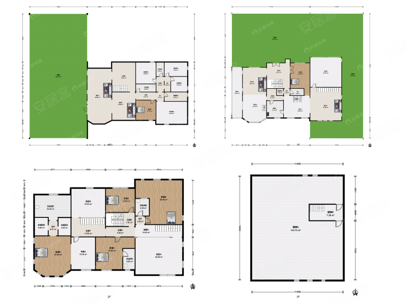 钥匙房,邻水系观景独栋别墅,前二后三户型.视野开阔.楼距大.