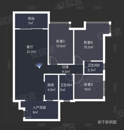 东骏豪庭3室2厅2卫122㎡南北66万