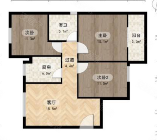 利民佳苑c区3室1厅1卫89㎡南北98万