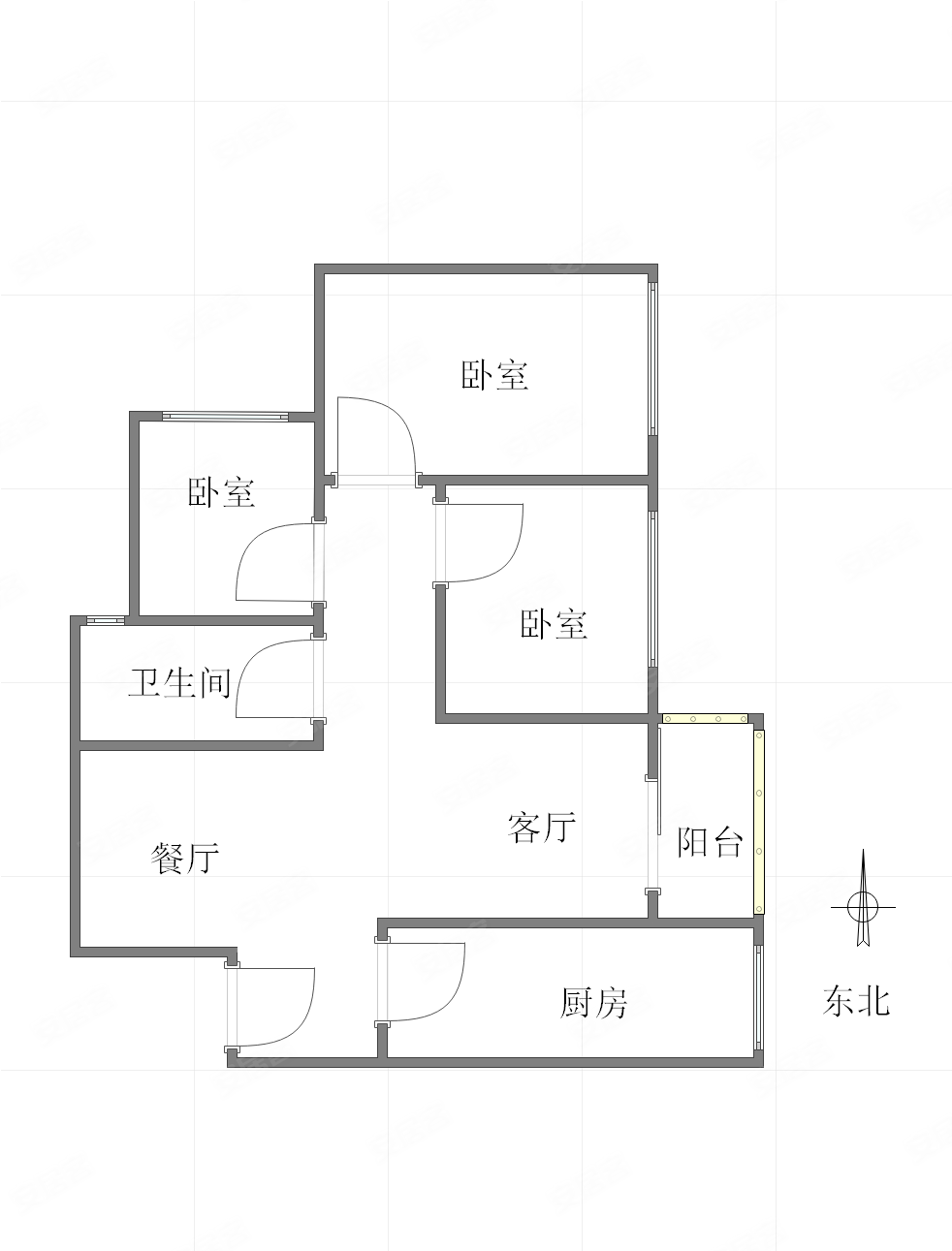 首钢美利山公园城市3室2厅1卫95.93㎡南北135万