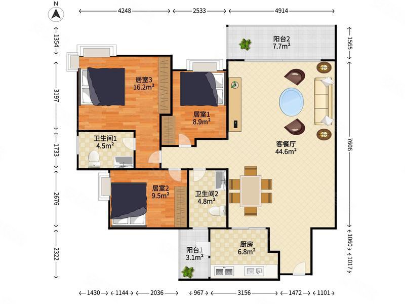 业主装修保养很好,南北通透,住进去非常的舒服,家私家电全送,绿韵花都