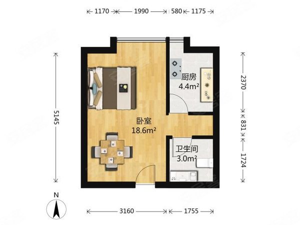【多图】东方文荟苑三区,车坊租房,东方文荟苑 独户整套一室一厅 可办