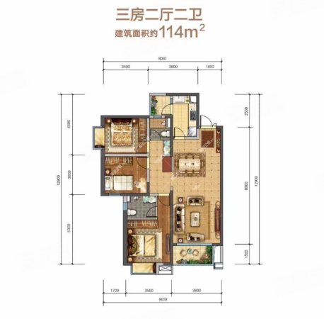 吾悦首府(西区)3室2厅2卫114㎡东120万