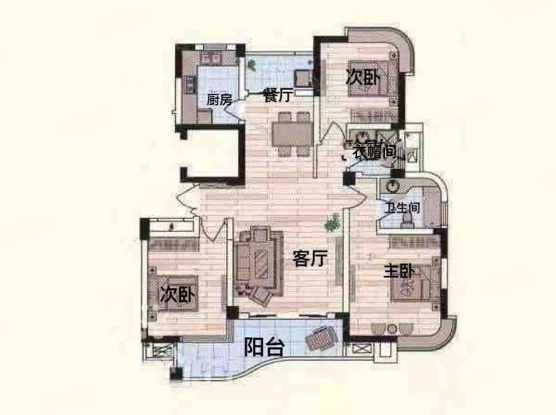 钱江方洲(北区)3室2厅1卫138.81㎡南198万