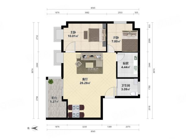 广东省银行大厦2室2厅1卫90㎡北338万