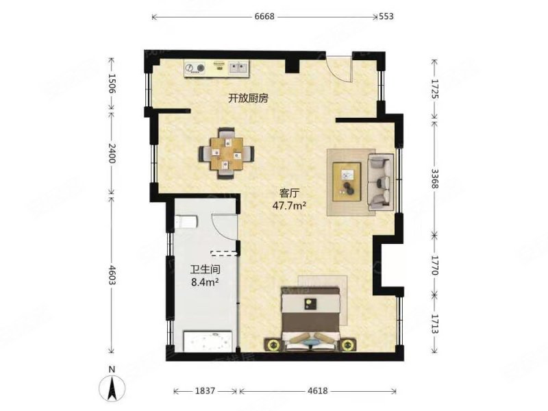 邻水苑一室一厅带家具家电出售