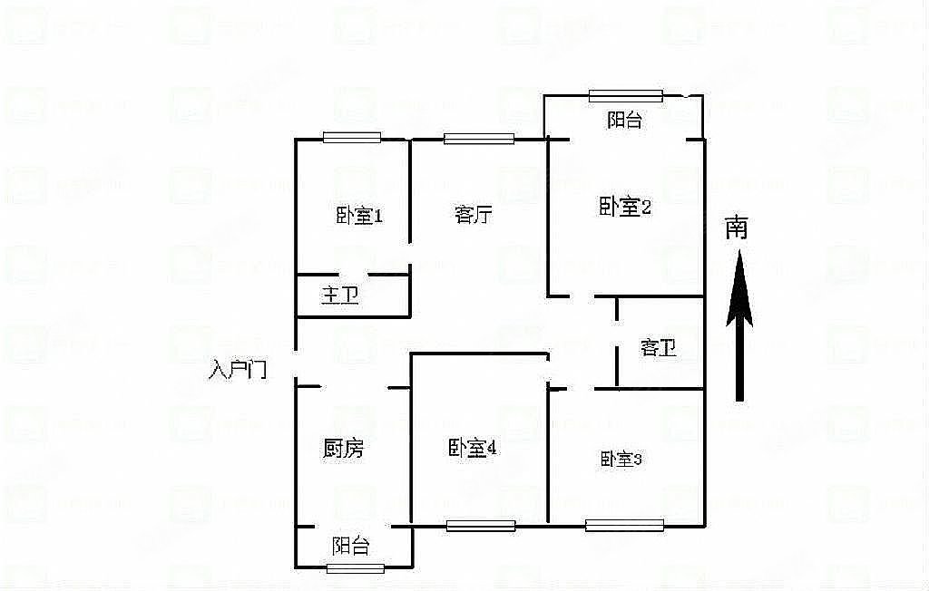 龙居花园一区4室2厅2卫140.71㎡南北160万