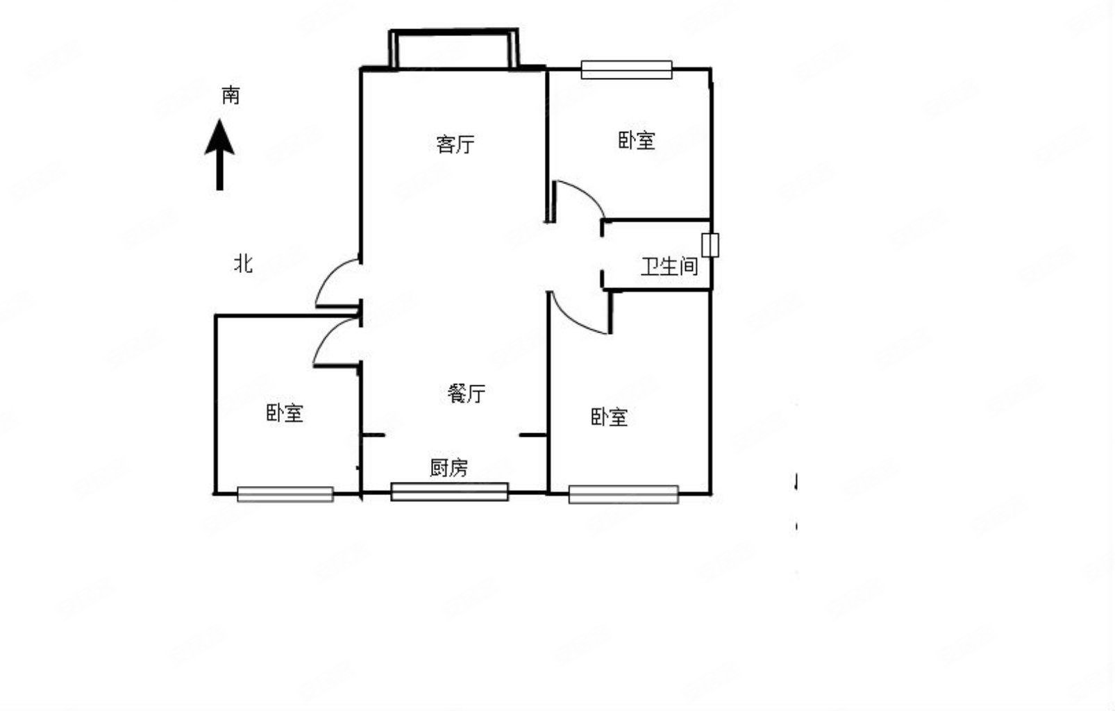 高速时代华府3室2厅1卫100㎡南北62万