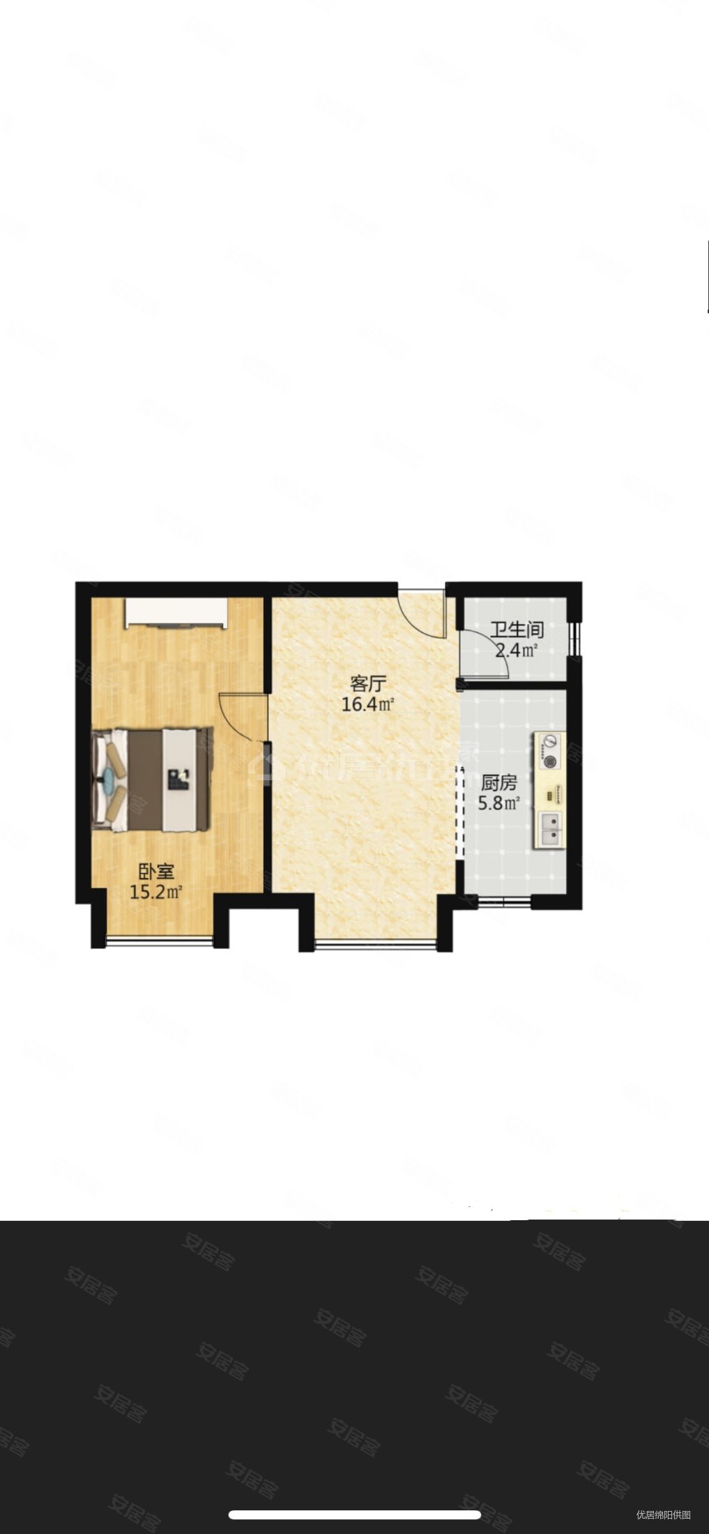 翰林府精装一室秒变两室拎包入住
