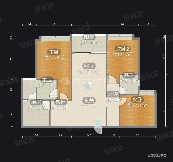 恒大城(一二期)3室2厅2卫124.7㎡南76万