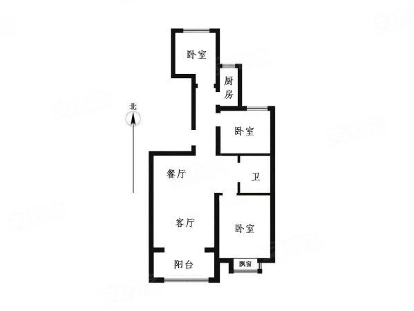 紫石新天地3室2厅1卫116㎡南北88万