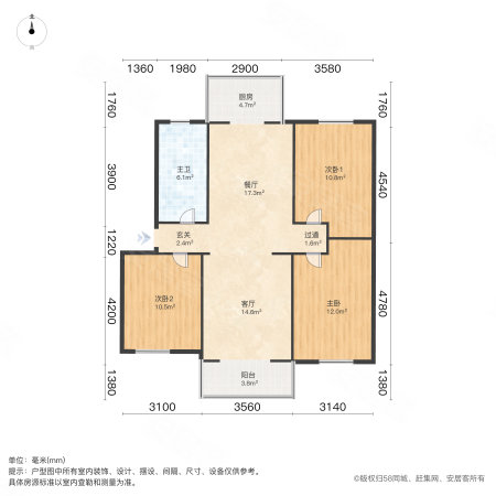 碧溪卓园3室2厅1卫93㎡南91万