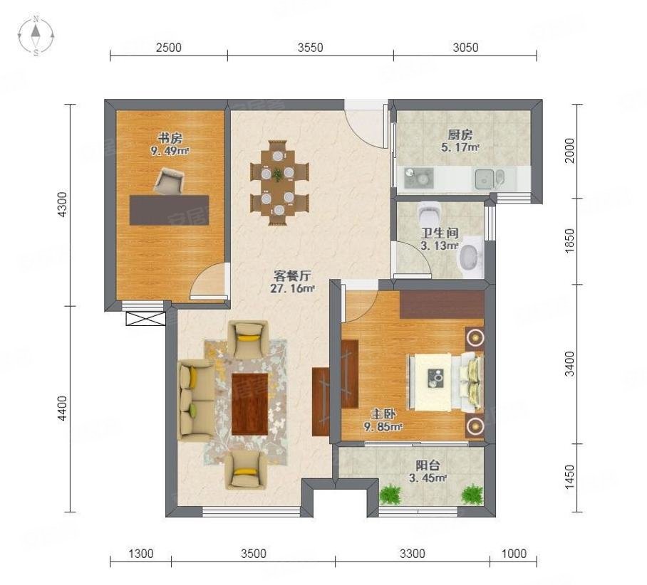 新上精装两居 邻西市场地铁口200米 保利中心华府 送车位
