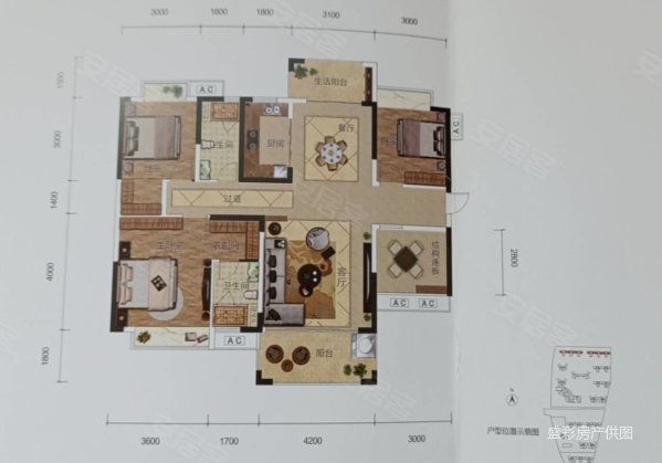 北湖明珠3室2厅2卫132㎡南北38万