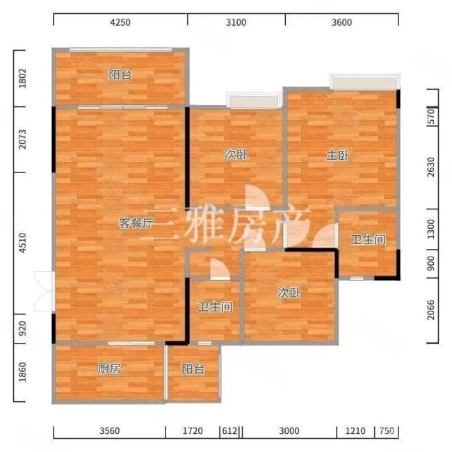 雅洲天街3室2厅2卫96㎡东78万