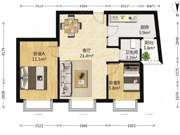 【多图】皇御苑(一期),皇岗租房,皇御苑(一期) 2室2厅1卫 75平 配套