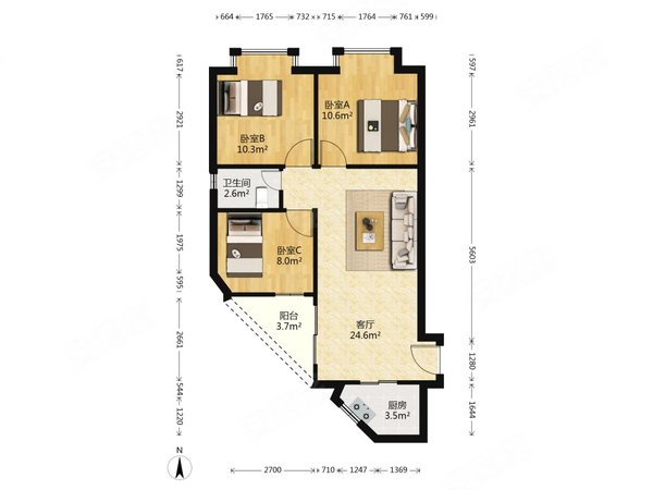 【多图】英豪花园,东晓南租房,英豪花园五期 双地铁口精装电梯三房