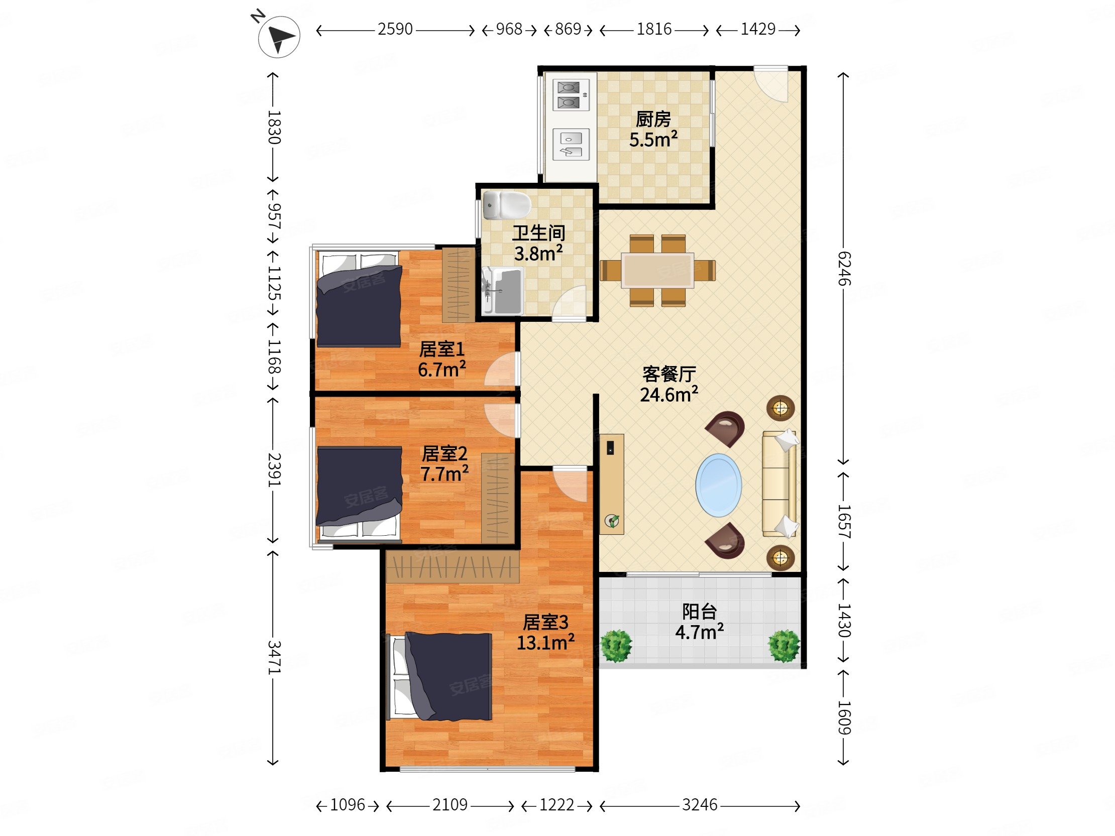 地铁口物业港铁天颂二期精装3室2厅