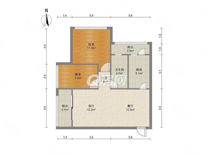 鸿翠苑2室2厅1卫72.76㎡南北330万