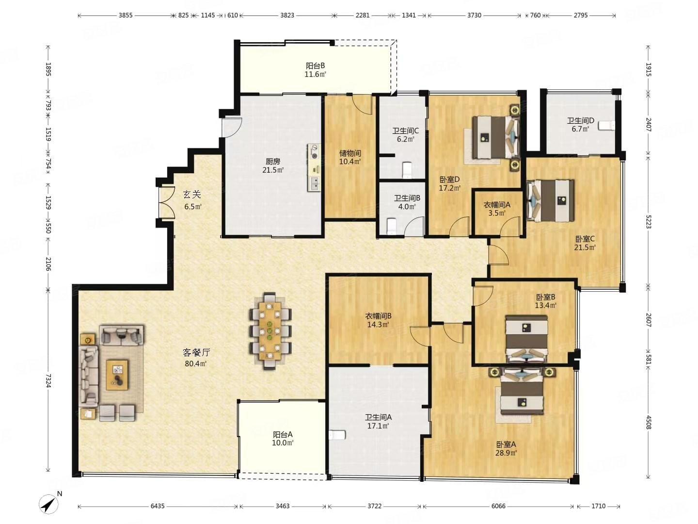 侨鑫汇悦台4室2厅4卫365.85㎡南12800万