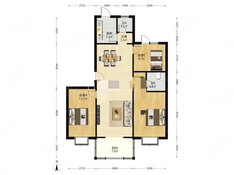 (急售,价可谈,近六中)南北通透,看房随时,好户型,别错过,恒丰翠庭二手