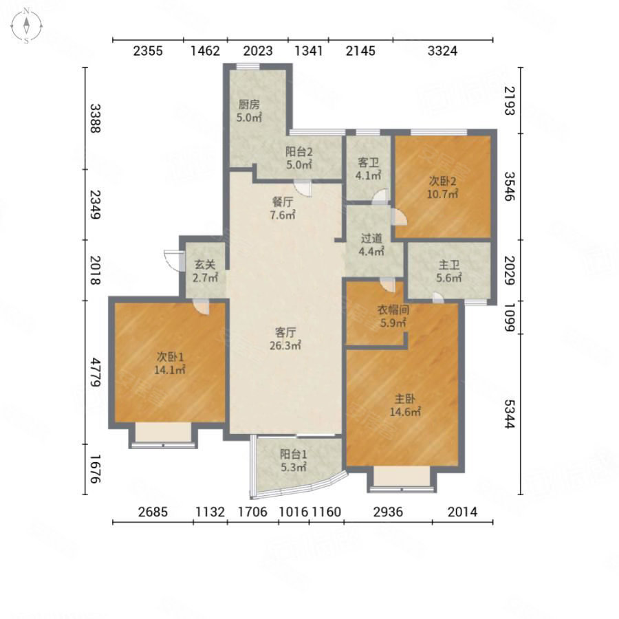 大唐国际公寓3室2厅2卫172.06㎡南1678万