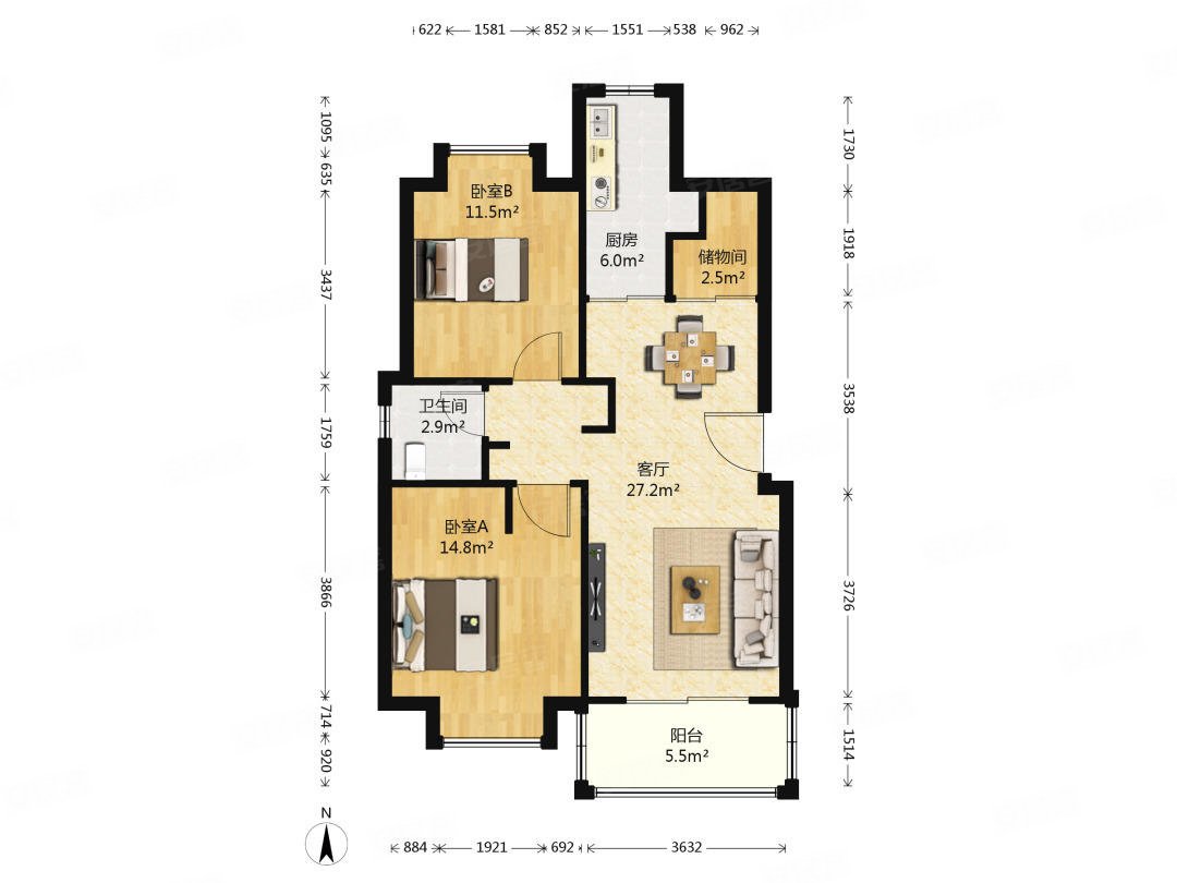 一品漫城(四期公寓住宅) 大两居 带电梯 临地铁 南北通透