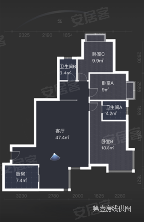 湘隆时代大公馆3室2厅2卫122.01㎡南北145万