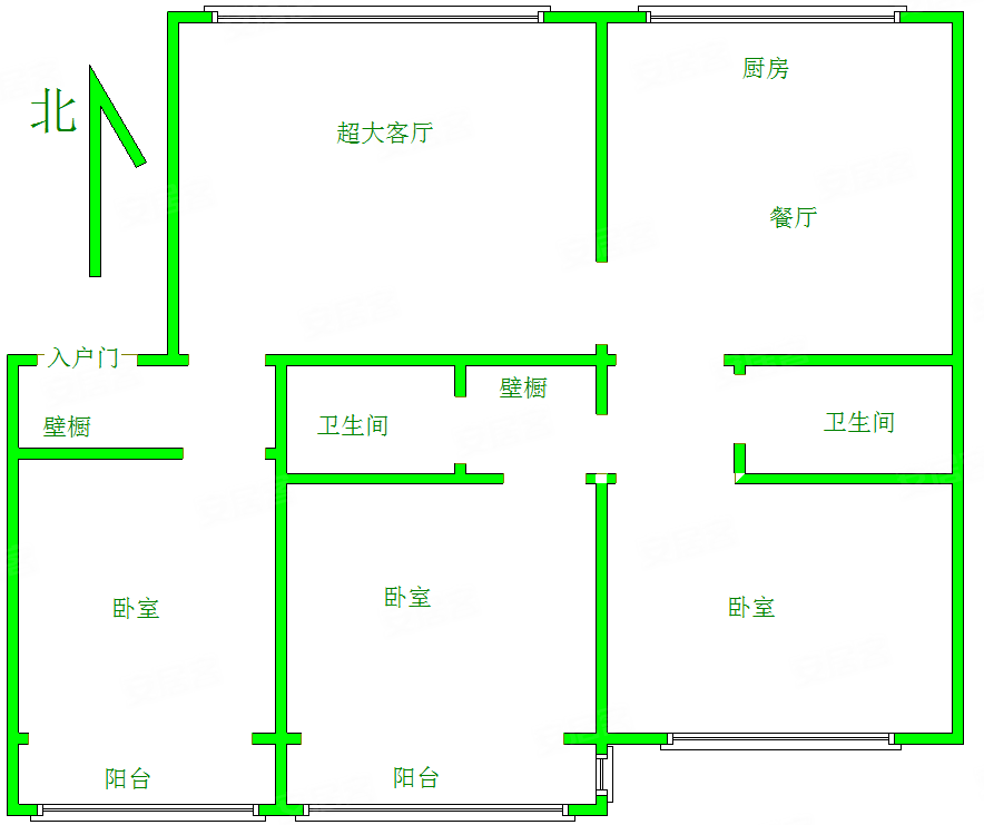 外贸局宿舍3室2厅2卫130.44㎡南北99万