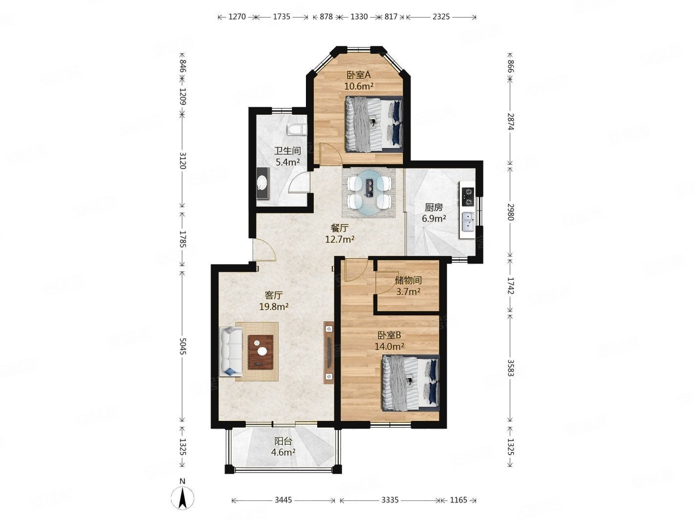 精装推荐绿城双卫两居室南北通透户型方正随时看