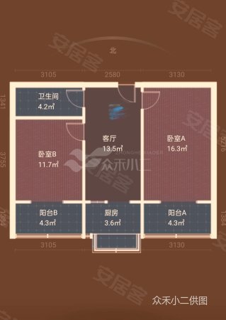 市级机关大车家巷横巷住宅小区2室1厅1卫65.78㎡南73万