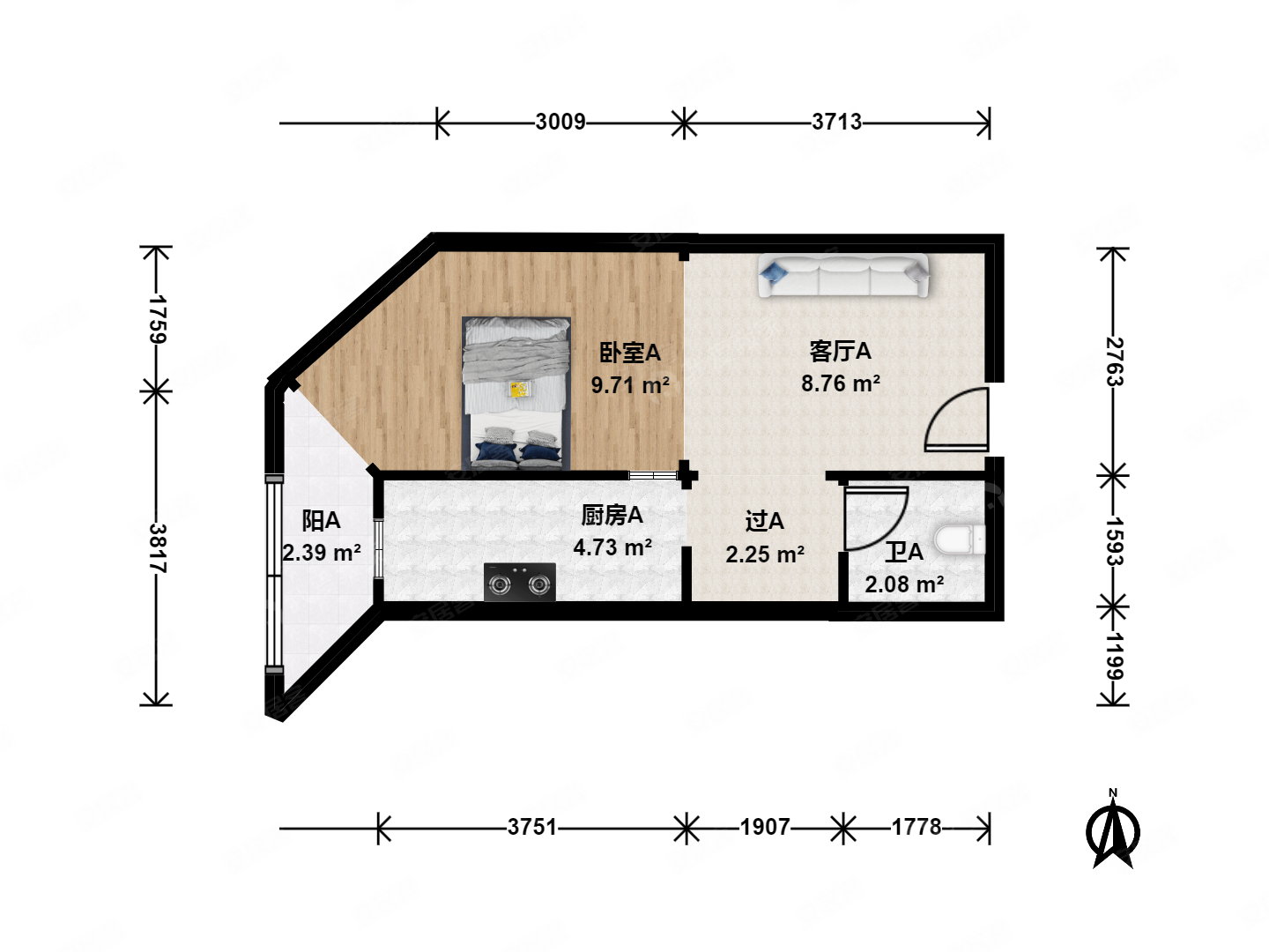 京畿道小区1室1厅1卫41.4㎡西820万