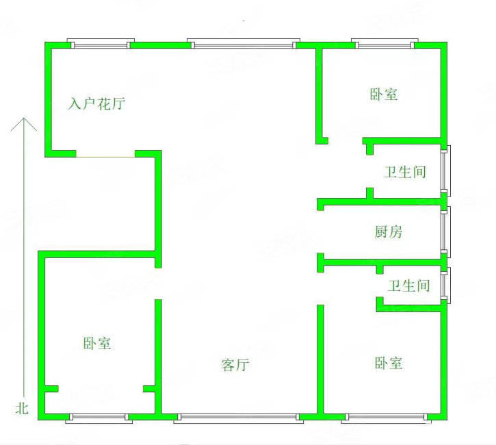 竹海小区3室2厅2卫135㎡南北176万