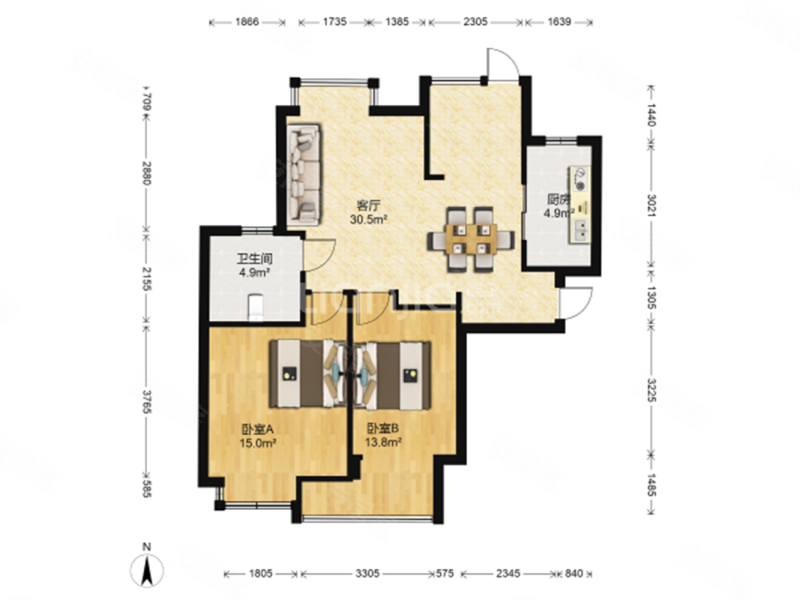 伊萨卡 边套带大露台 价格可谈空间大 临地铁