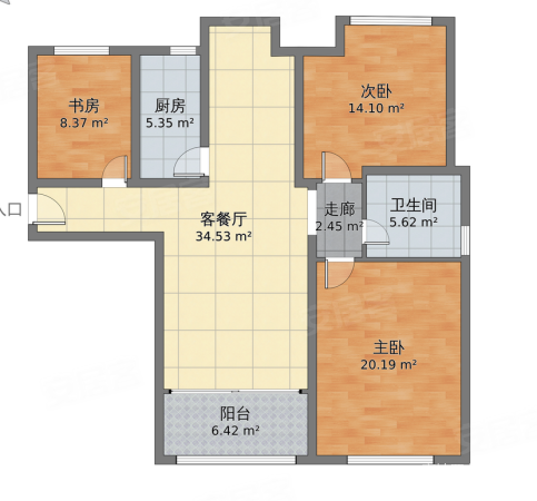 远洋财富中心3室2厅1卫85.75㎡南249.5万