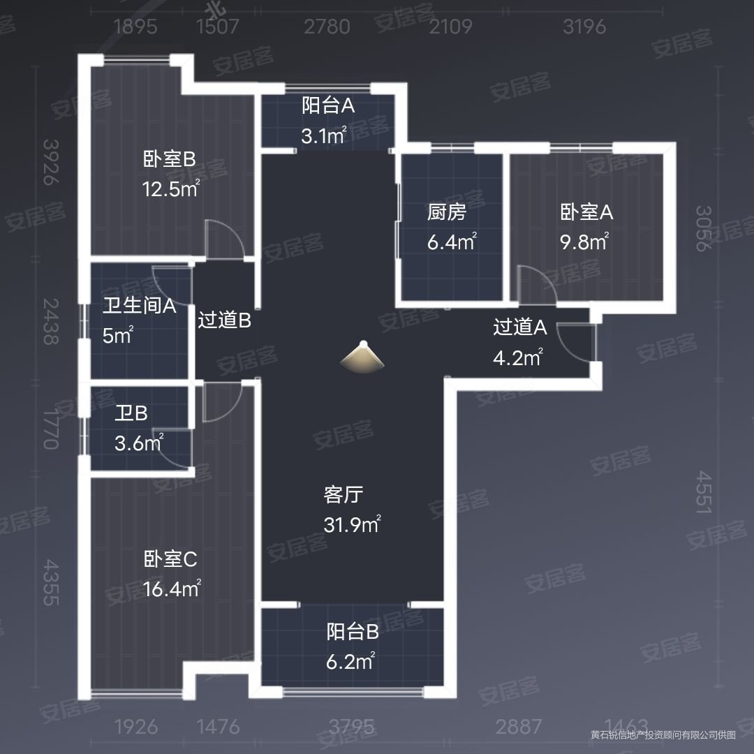 宏维山水明城3室2厅2卫132㎡南99.8万