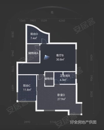 紫郡4室3厅2卫191.52㎡南北300万