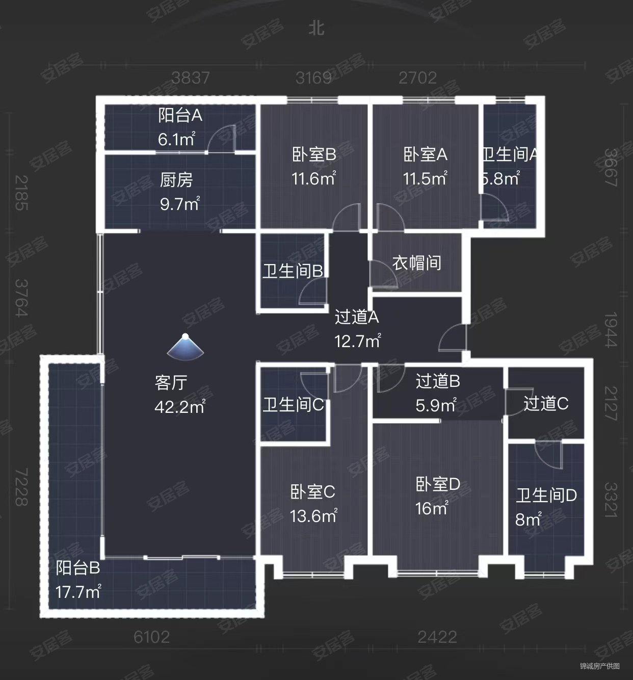 清凉山居4室2厅3卫203.75㎡南北568万