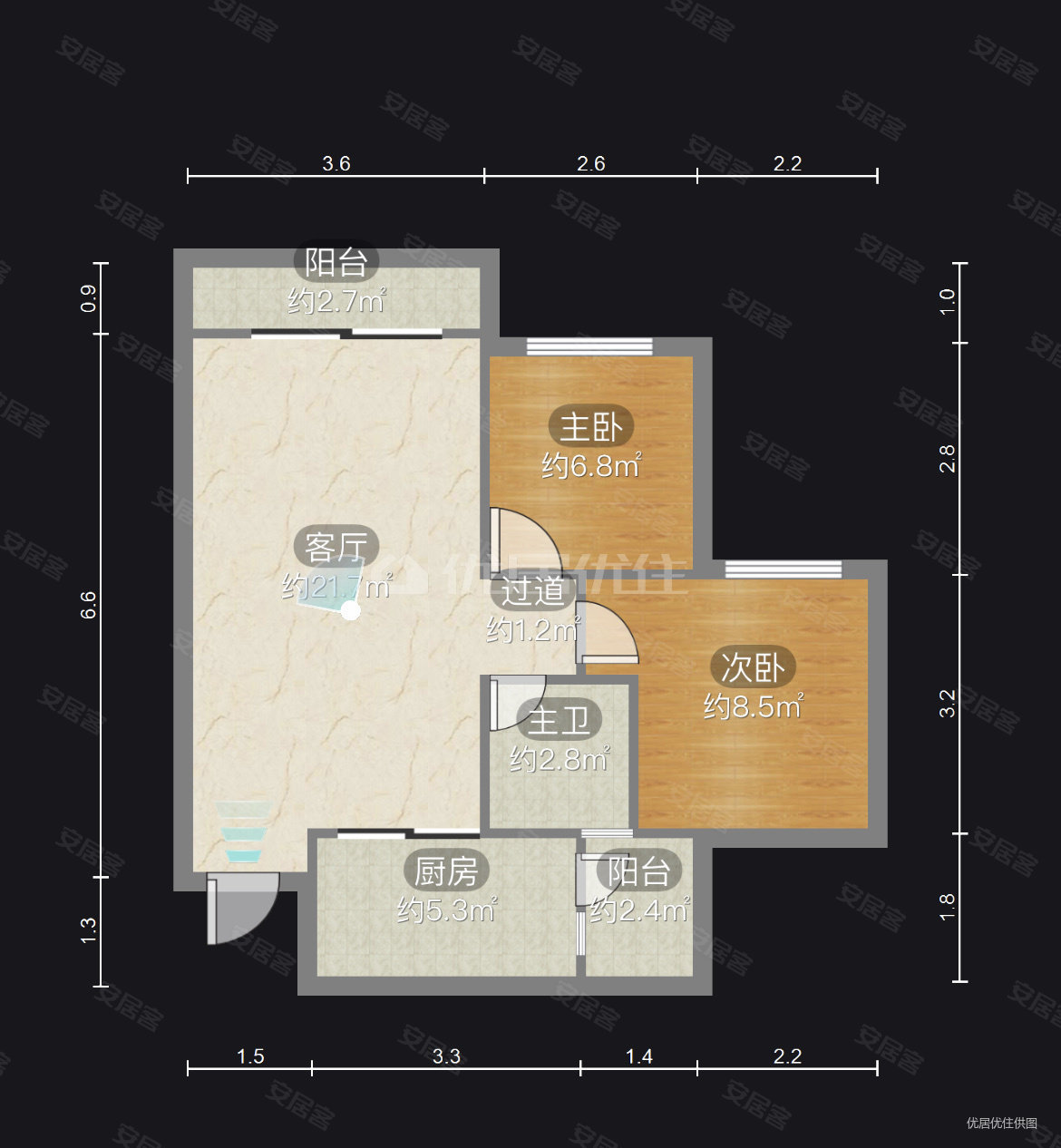 焦家沟2区2室1厅1卫61㎡南北35万